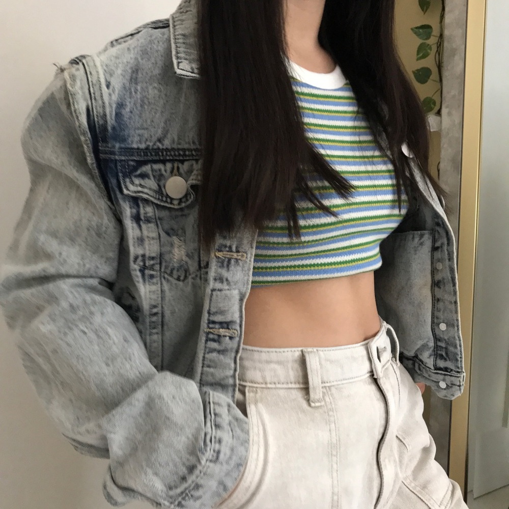 Bleached Design Streetwear Jean Jacket